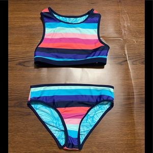 Youth Girls Reversible 2 Piece Swimsuit size S 7/8. In like new condition.